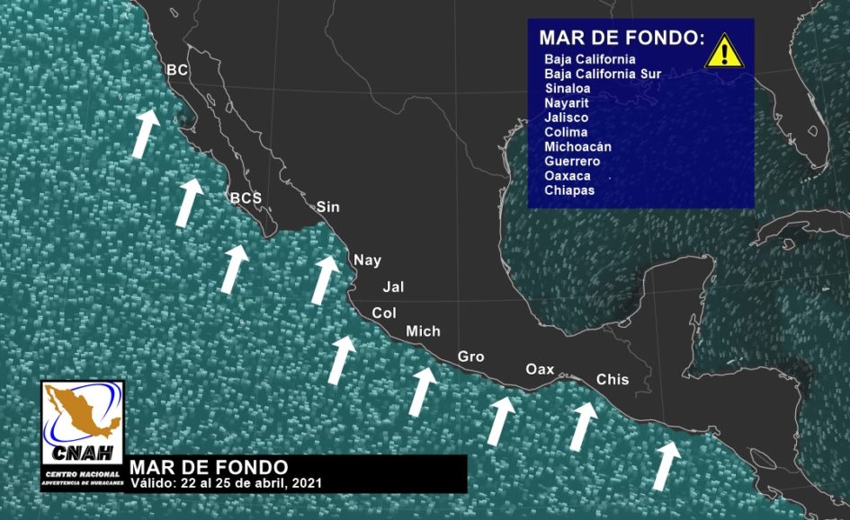 Mar de fondo en Colima. Foto: El Comentario.