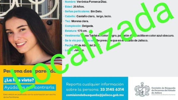 La joven desapareció luego de una discusión con su familia, señaló su novia en redes sociales. Foto: Gobierno de Jalisco